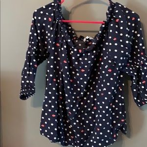 Lady bug off the shoulder top